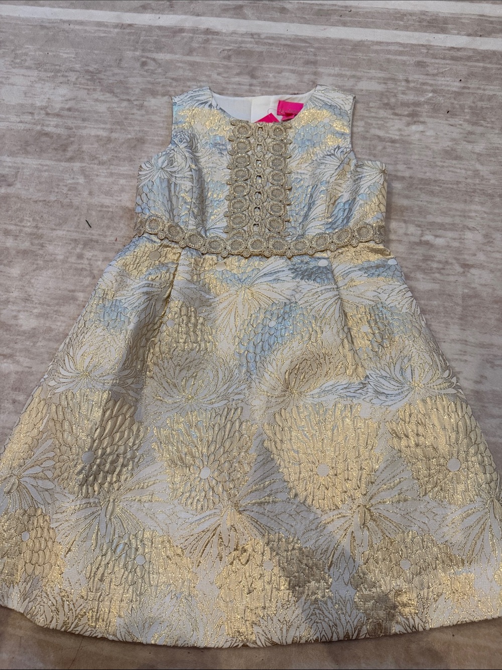 NWT Lilly Pulitzer Girls Gold Brocade Party Dress